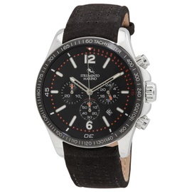Strumento Marino MEN'S Lincoln Leather Chronograph Leather Black Dial Watch SM115L/SS/NR/NRB