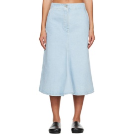 스튜디오 니콜슨 Studio Nicholson Blue Preto Denim Midi Skirt 232608F092000