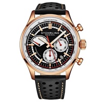 Stuhrling Original MEN'S Monaco Chronograph Leather Brown Dial Watch M15563