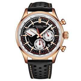 Stuhrling Original MEN'S Monaco Chronograph Leather Brown Dial Watch M15563