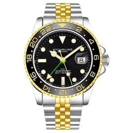 Stuhrling Original MEN'S Aquadiver Stainless Steel Black Dial Watch M15838