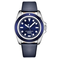 Stuhrling Original MEN'S Aquadiver Leather Blue Dial Watch M17202