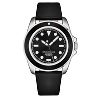 Stuhrling Original MEN'S Aquadiver Leather Black Dial Watch M17203