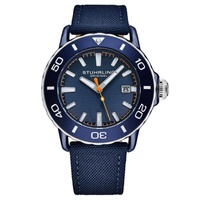 Stuhrling Original MEN'S Aquadiver Nylon Blue Dial Watch M18251