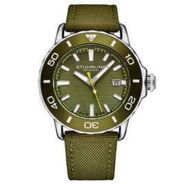 Stuhrling Original MEN'S Aquadiver Nylon Green Dial Watch M18249