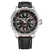Stuhrling Original MEN'S Monaco Leather Black Dial Watch M18224