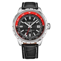 Stuhrling Original MEN'S Monaco Leather Black Dial Watch M18226