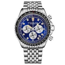 Stuhrling Original MEN'S Monaco Chronograph Stainless Steel Blue Dial Watch M18216