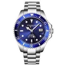Stuhrling Original MEN'S Aquadiver Stainless Steel Blue Dial Watch M18254