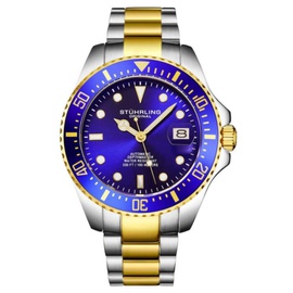 Stuhrling Original MEN'S Aquadiver Stainless Steel Blue Dial Watch M18256