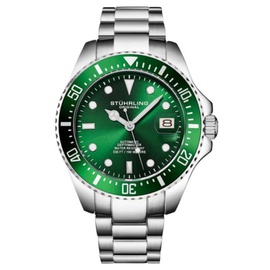 Stuhrling Original MEN'S Aquadiver Stainless Steel Green Dial Watch M18253
