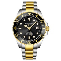 Stuhrling Original MEN'S Aquadiver Stainless Steel Black Dial Watch M18255