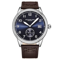 Stuhrling Original MEN'S Aviator Leather Blue Dial Watch M16954