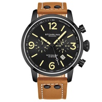 Stuhrling Original MEN'S Aviator Leather Black Dial Watch M13648