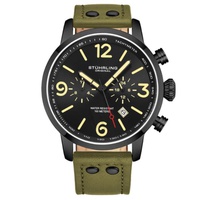 Stuhrling Original MEN'S Aviator Chronograph Leather Black Dial Watch M17965
