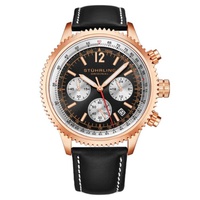 Stuhrling Original MEN'S Monaco Chronograph Leather Black Dial Watch M16991