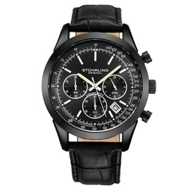 Stuhrling Original MEN'S Monaco Leather Black Dial Watch M13651