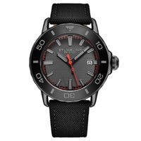 Stuhrling Original MEN'S Aquadiver Nylon Black Dial Watch M18250
