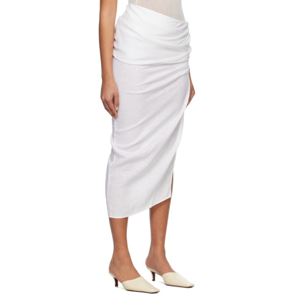  Subtle Le Nguyen White Gathered Midi Skirt 231803F092004