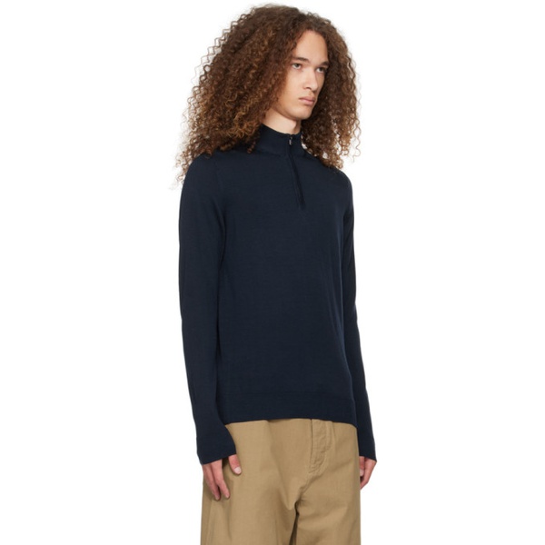  선스펠 Sunspel Navy Half-Zip Sweater 241128M202010