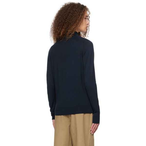  선스펠 Sunspel Navy Half-Zip Sweater 241128M202010