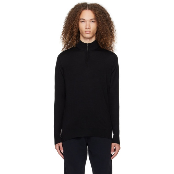  선스펠 Sunspel Black Half-Zip Sweater 241128M202011