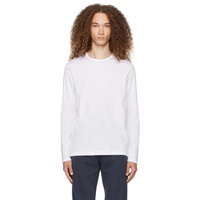 선스펠 Sunspel White Classic Long Sleeve T-Shirt 241128M213009