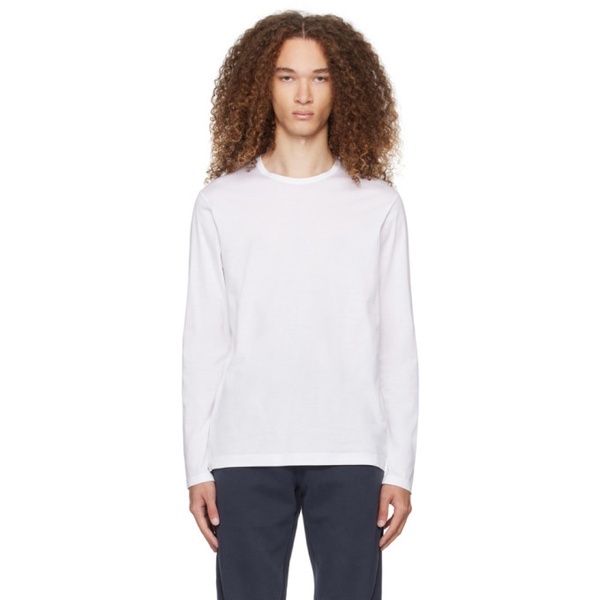  선스펠 Sunspel White Classic Long Sleeve T-Shirt 241128M213009