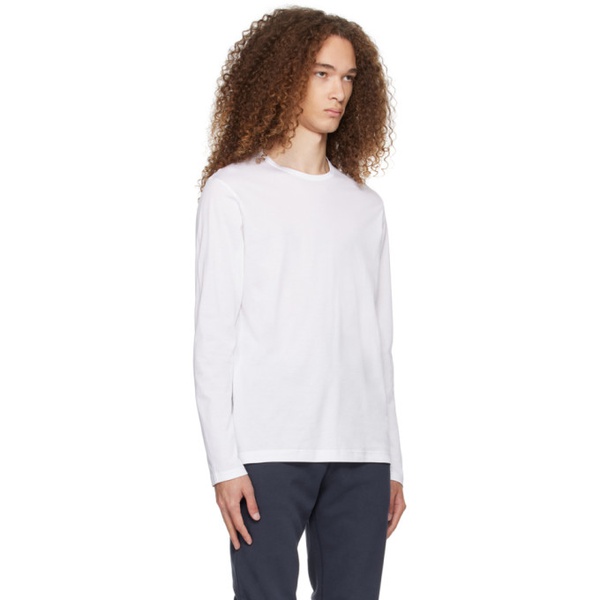  선스펠 Sunspel White Classic Long Sleeve T-Shirt 241128M213009