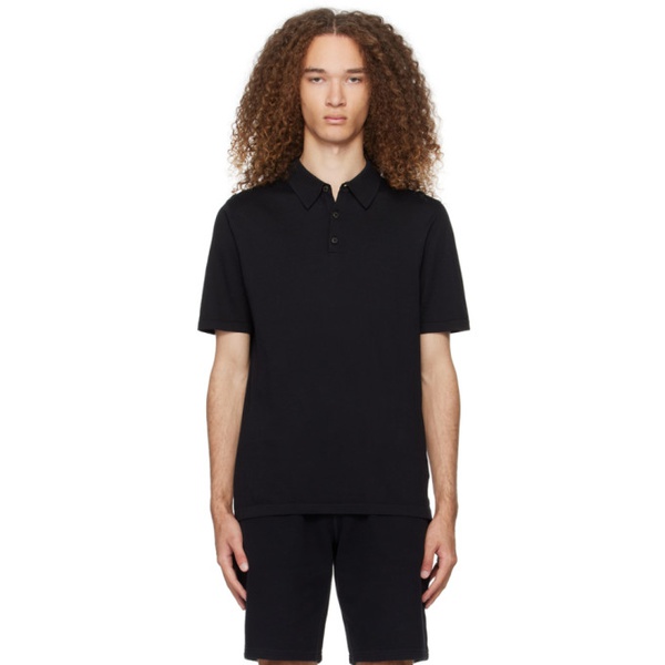  선스펠 Sunspel Black Three-Button Polo 241128M212000