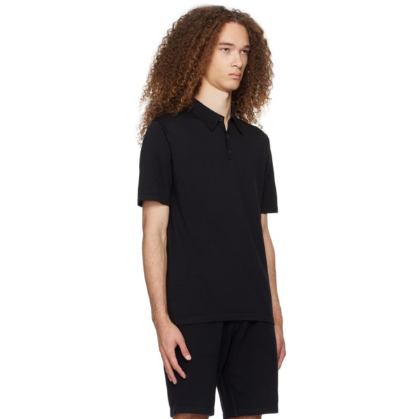  선스펠 Sunspel Black Three-Button Polo 241128M212000