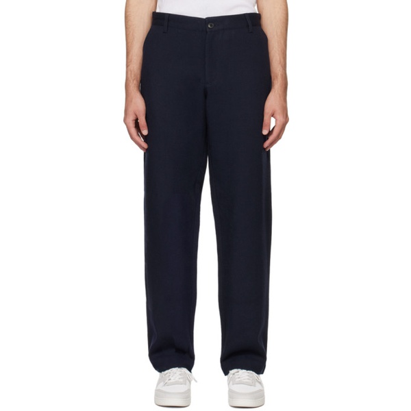  선스펠 Sunspel Navy Chore Trousers 241128M191001