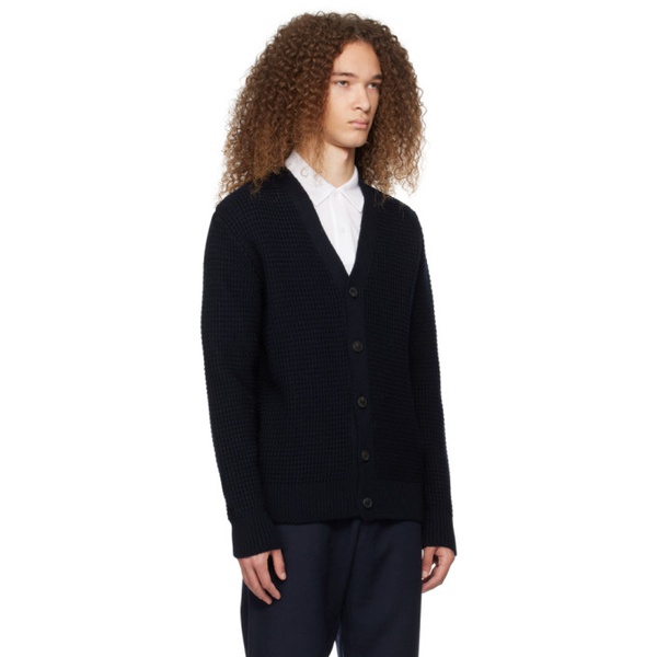  선스펠 Sunspel Navy Y-Neck Cardigan 241128M200001