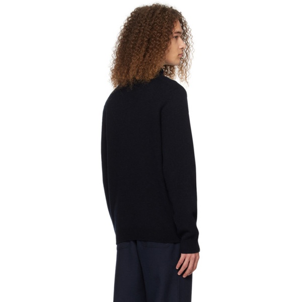  선스펠 Sunspel Navy Half-Zip Sweater 241128M202009