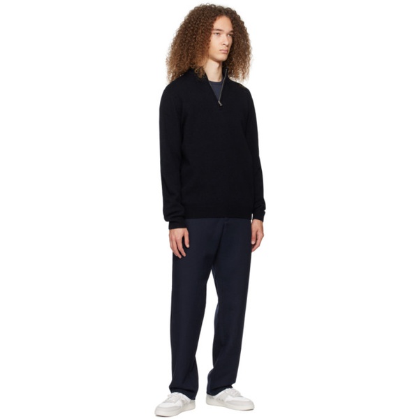  선스펠 Sunspel Navy Half-Zip Sweater 241128M202009