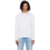 선스펠 Sunspel White Classic Long Sleeve T-Shirt 242128M213012