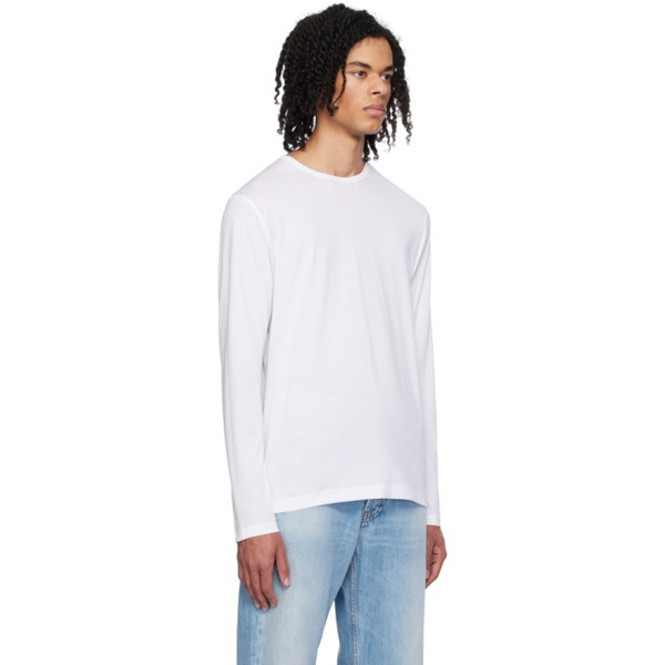  선스펠 Sunspel White Classic Long Sleeve T-Shirt 242128M213012