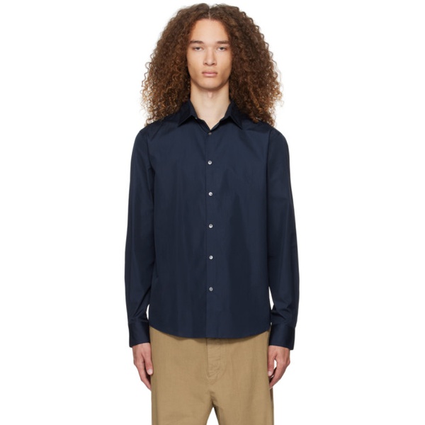  선스펠 Sunspel Navy Buttoned Shirt 241128M192004