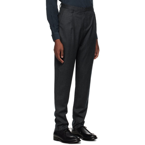 선스펠 Sunspel Gray Pleated Trousers 232128M191003
