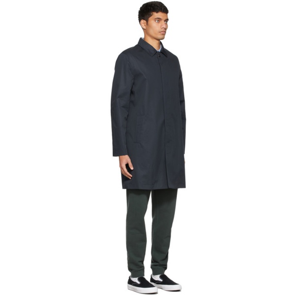  선스펠 Sunspel Navy Showerproof Mac Coat 212128M176000