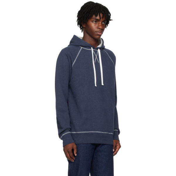  선스펠 Sunspel Blue Contrast Stitching Hoodie 232128M202012