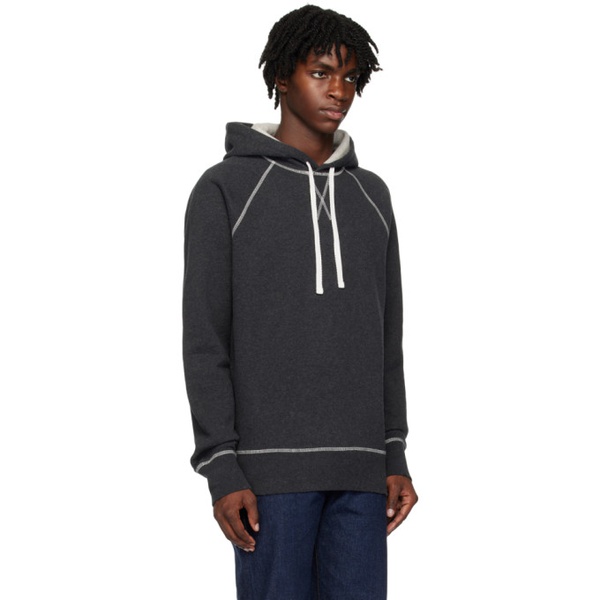  선스펠 Sunspel Gray Contrast Stitching Hoodie 232128M202011