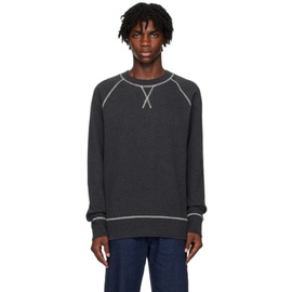 선스펠 Sunspel Gray Contrast Stitching Sweatshirt 232128M204006