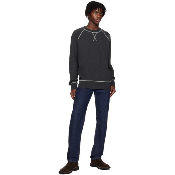  선스펠 Sunspel Gray Contrast Stitching Sweatshirt 232128M204006