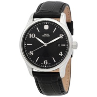 Swiss Military MEN'S Crocodile Leather Black Dial Watch 01.9041.301C