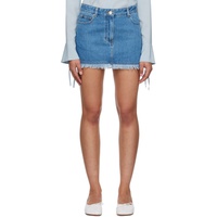 시스템 System Blue Frayed Denim Miniskirt 231494F090002