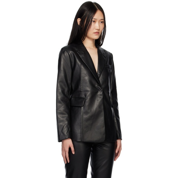  THIRD FORM Black Grained Faux-Leather Blazer 222477F057006
