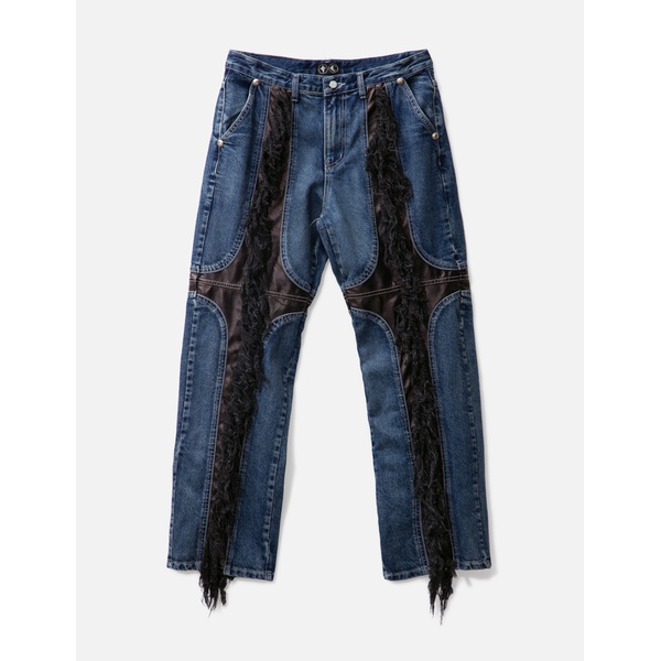  THUG CLUB Mohican Leather Denim Pants 918515