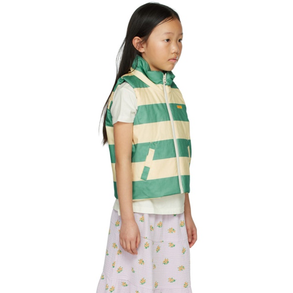  TINYCOTTONS Kids Yellow & Green Big Stripes Vest 221413M701004