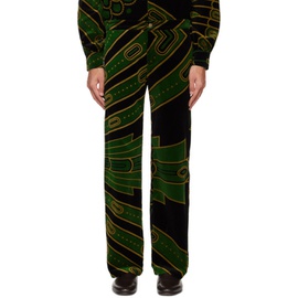 TSAU Black & Green Printed Trousers 231850M191004